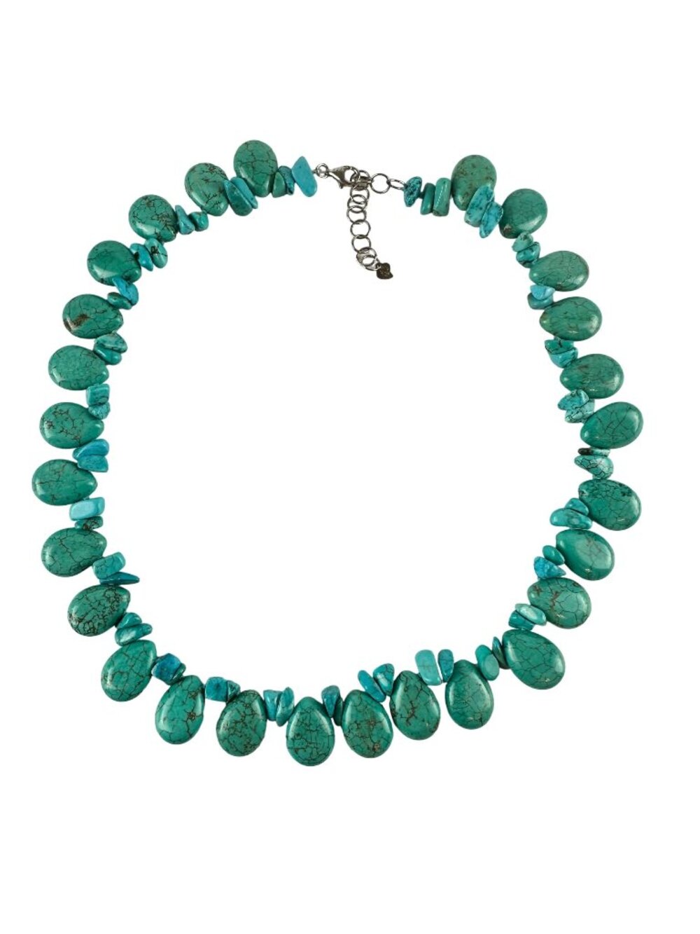 ATI Sterling Silver Turquoise Teardrop Bead Necklace Signed